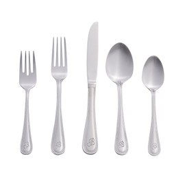 RiverRidge 10-146 Beaded 46 Piece Monogrammed Flatware Set, Letter B, No size, Silver
