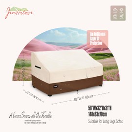 Jin Hrtoyi 2-Seater Outdoor Couch Cover,58" Wx32 Dx31 H Inches Patio Loveseat Cover,100% Waterproof Heavy Duty Patio Sofa Covers,Patio Furniture Covers,Beige&Brown