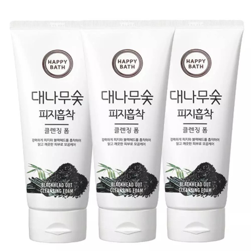 Happybath 해피바스 대나무숯 피지흡착 클렌징 폼 200g x 3개 Happy