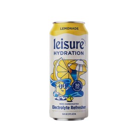 Leisure Hydration Non-Carbonated Electrolyte Refresher, Lemonade Flavor - Low Sugar Nutrient Enhanced Water Beverage - Get The Best Hydration Packed w/ Magnesium & Ashwagandha For Mood & Stress Support, Non-GMO, 16 oz (12-Cans)