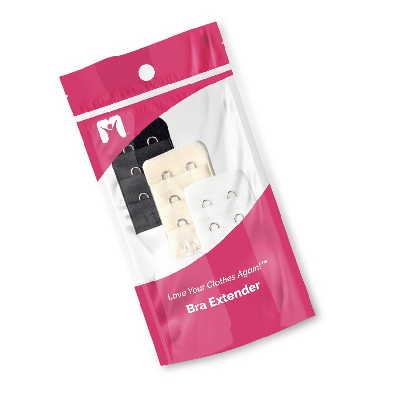 Pregnancy Bra Extender Two-Hook Style (Value 3-Pack of Black, White