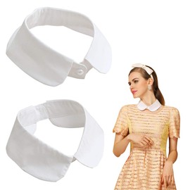 Joyci - Collar decorativo para mujer, paquete de 2 unidades, collar falso blanco, disfraz de fiesta de Halloween, Una talla, Algodón