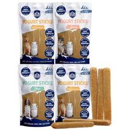 Himalayan Dog Chew Yogurt Sticks, Mixed Flavors, Dog Treats with Prebiotics, Probiotics & Protein, Digestive Support, Lactose & Gluten Free, Natural Dog Treat for All Breeds, Made in America, 4pk