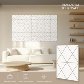 12 Pack Felt Acoustic Panels, 16"x12"x0.4" Large Acoustic Wall Panels, Self-Adhesive Sound Absorbing Panels for Recording Studios & Offices, White Felt+Camel Decorative Acoustic Panels