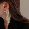 Sparkling Crystal Tassel Earrings Long Tassel Ear Cuffs Dangle Chain