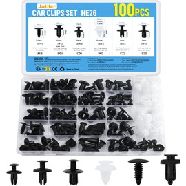 JatilEr 100 Pcs Car Body Trim Clips, Plastic Rivet Fasteners Universal Auto Black Nylon Clips Bumper Clips Car, Panel Clips Door Trim Retainer Push Type Retainer Clips Kit Steel Car Accessories