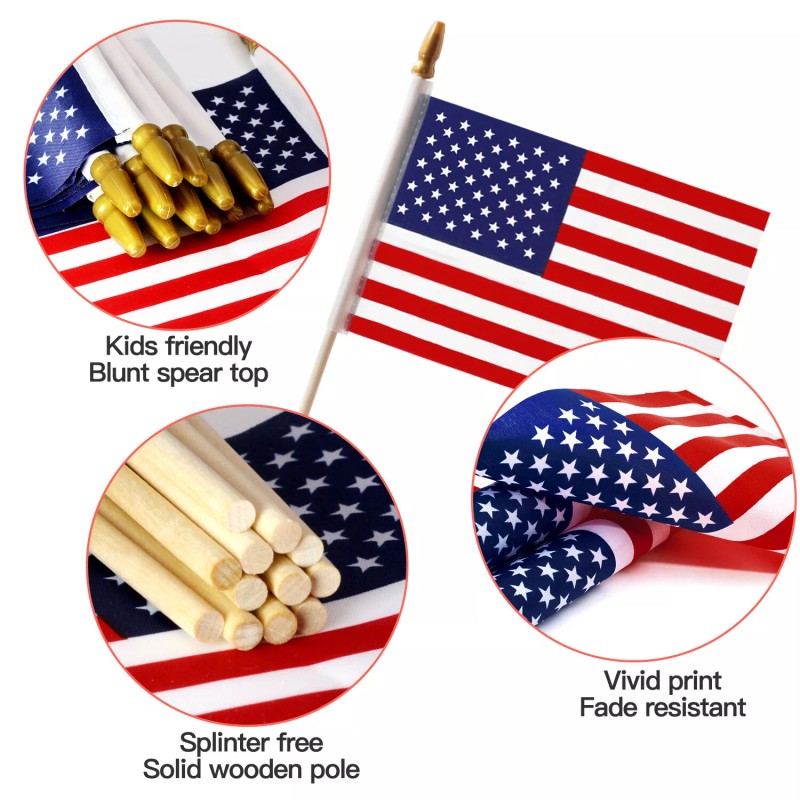 Anley 12 Pack USA Stick Flag 18" x 12" Handheld