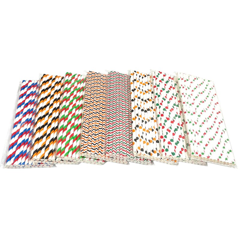 Haobase 50Pcs Paper Drinking Straws, Biodegradable Paper Straws for Drinking