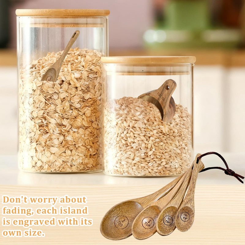 Wooden Measuring Cups and Spoons Set - Eco-Friendly Solid Acacia