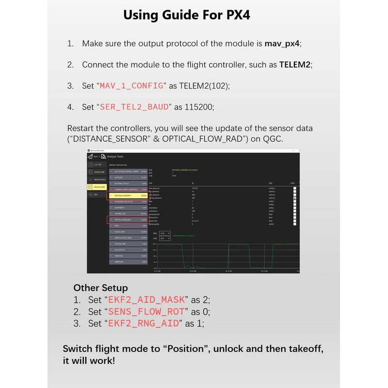 MicoAir OPTICAL FLOW & LIDAR SENSOR MTF-01 Compatible with Ardupilot/PX4/INAV