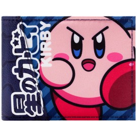 Pink Dream Kirby Dreamland Star Allies Fierce Stare Embossed Wallet Unisex Bi-Fold ID & Card Holder, Blue