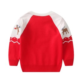 Toddler Christmas Sweater Baby Boy Girl Knitted Sweatshirt Pullover Tops Xmas Holiday Long Sleeve Fall Winter Outfits(Three Deer,3-4T)