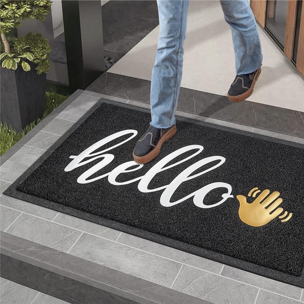 DSV Door Mat Outdoor for Home Entrance - 30"x 17.5" Black Non-Slip Welcome Mats Outdoor Indoor for Entryway, Low Profile Funny Floor Front Doormat for Outside Entry, Yard Garage, High Traffic Areas
