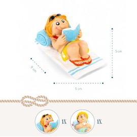 Logbuch-Verlag Holidaymakers Couple Figures Tourists Couple Man + Woman in Swimwear - Beach Holiday Decoration Bathroom Decoration 9 x 5 x 5 cm