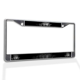 Fastasticdeals Metal Insert License Plate Frame an Silhouette Wolf with Yellow Eyes Weatherproof Car Accessories Chrome 2 Holes Solid Insert