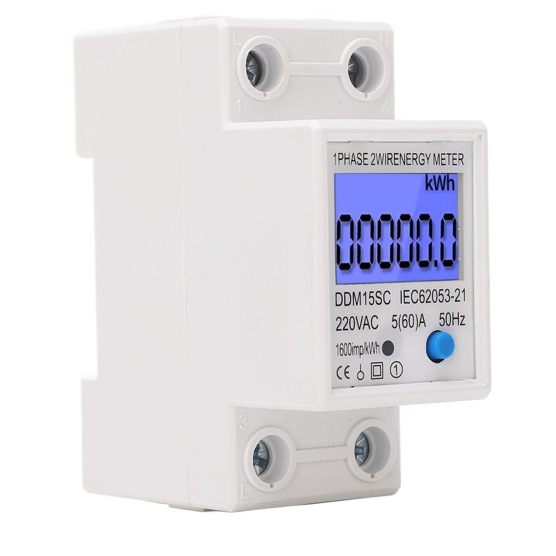 LCD Digital Energy Meter Single Phase 2P Electricity Usage Monitor