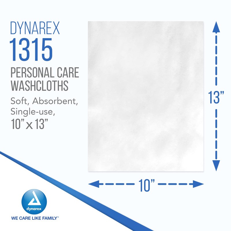 Dynarex Personal Cleansing Washcloths - 10 x 13" Disposable Dry