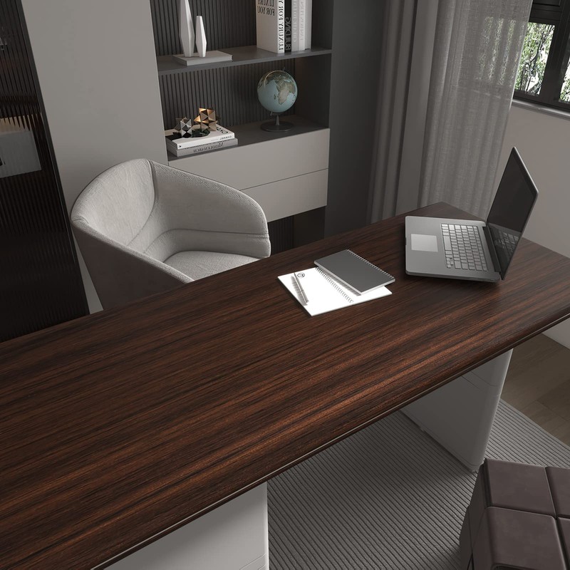 JSEVEM 16"×118" Dark Brown Black Walnut Wood Wallpaper Peel and