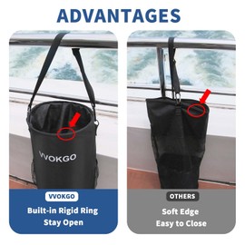 VVOKGO Portable Boat Trash Can with Odor-Resistant Design - Durable Marine Garbage Storage Bag for Boats, RV, Pontoon, Camping, Fishing - Includes 50 Bags & 12 Clips