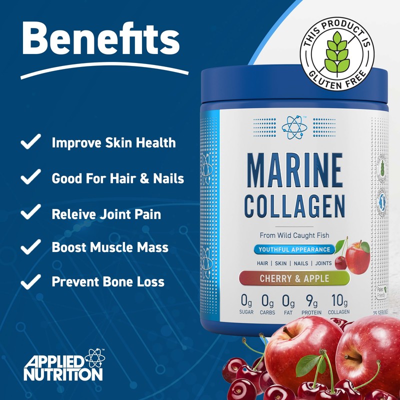 Applied Nutrition Marine Collagen Powder - Hydrolysed Collagen Protein, Healthy