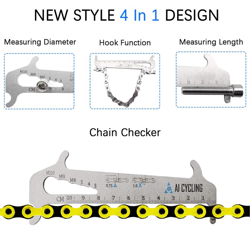 VANICE 4 in 1 Bicycle Chain Checker Bike Chain Wear