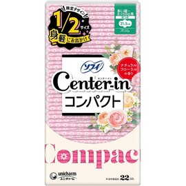 Sofy Center Inn Compact 1/2, Natural Scent, For Many Days, For Regular Days, Natural Floral, 8.5 inches (21.5 cm), Includes Wings, 215, 22 Sheets x 3 Pieces (66 Total) with Special Tissue