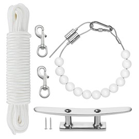 FUNNANS Flag Rope and Clips Kit, 50 Ft Flag Pole Rope Halyard Nylon Rope with Heavy Duty 6" Cleat Hook, Flagpole Retainer Ring and 2 Pcs Stainless Steel Swivel Snap Clips for Flagpoles Up to 25ft