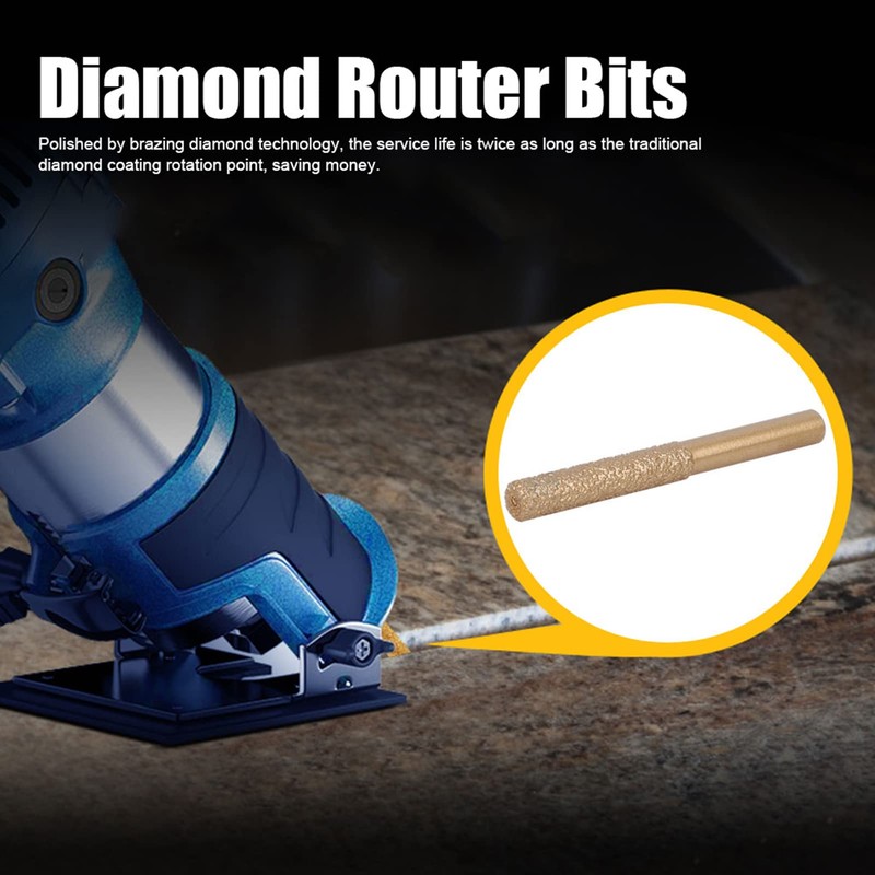 Diamond Router Bits Golden Brazed Straight Shank for Edge Cutting