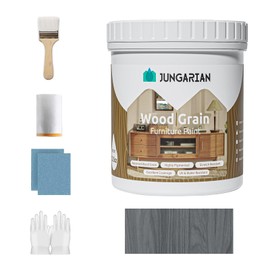 Jungarian Wood Grain Furniture Paint 10.5oz with Tools - All-in-One No Need Prime No Need Varnish- Water-based & Low Odor - Outdoor & Indoor Wood Paint for Furniture and More - Urban Grey