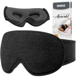 INNELO Sleep Eye Mask, Ultra Soft Breathable Sleeping Eye Mask with Adjustable Strap, Comfortable Wearing, for Men,Women and Kids, for Travel, Nap Sleeping, Shift Work, Black