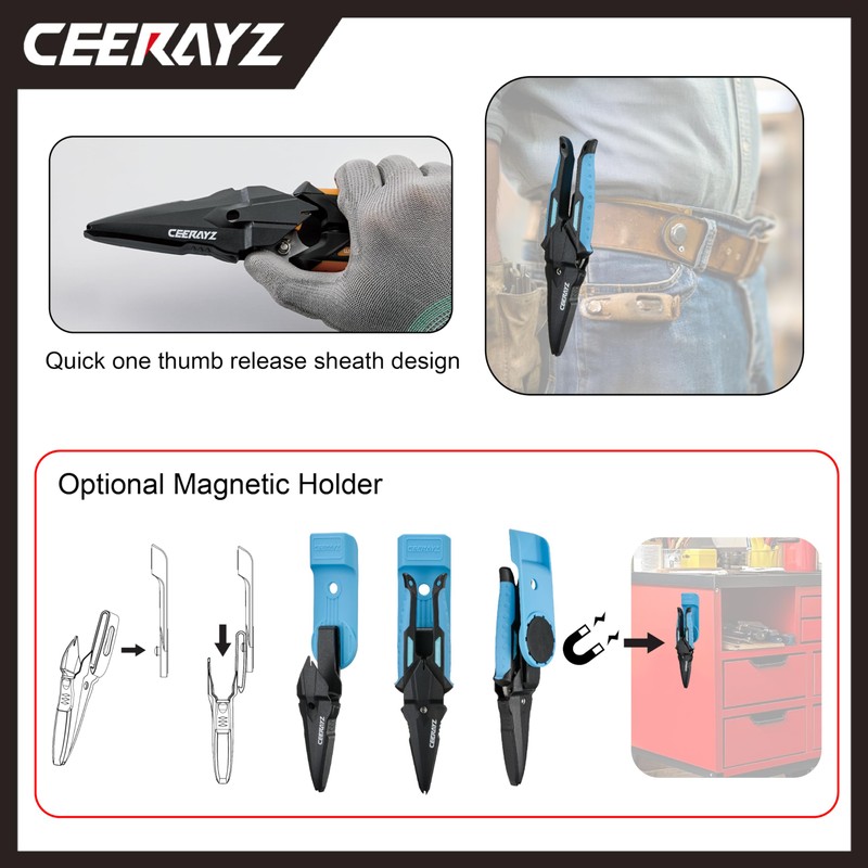 CEERAYZ 185mm Notch Scissors All Purpose Heavy Duty, Garden Shears,