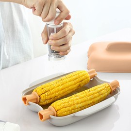 Zerodis Microwave Corn Cooker, Microwave Corn Steamer Airtight Lid Steams Food Grade PP No Microwavable Portable for Delicious Dorm Small Kitchen()