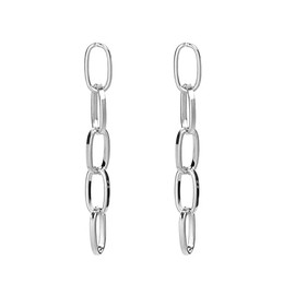 Link Chain Drop Earrings For Women Gold Silver Minimalist paperclip Chain Dangle Earrings for Women(Silver B)