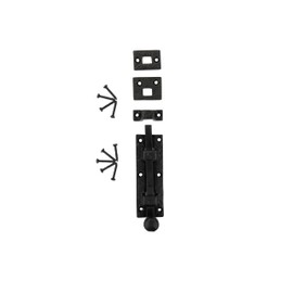 STALLION HARDWARE Heavy-Duty Iron Slide Bolt Latch - Black Powder Coat Finish, Rustic Windsor Design, Versatile for Doors & Cabinets, Pack of 2