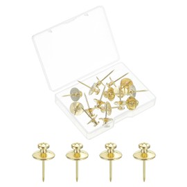 sourcing map 20 Pcs Double Headed Picture Hanging Nail, Zinc Alloy Push Pins Picture Hangers Double Headed Thumb Tacks for Hanging Pictures, Gold