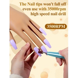 Practice Hand for Acrylic Nails- Silicone Nail Hand Practice Upgrade Nail Tips Never Fall Off, Fake Nail Manican Hand for Nail Practice, Flexible Practice Maniquin Hand with 200PCS Nail Tips