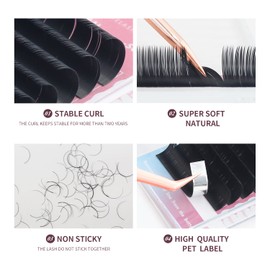 ANNAFRIS 16 Rows Volume Classic Eyelash Extension 0.05 C Curl 8-15mm Mix Matte Black Individual False Eye Lashes Extension Salon Use Natural Soft Fake Eyelashes Supplies (0.05 C, 8-15mm Mix x 16rows)