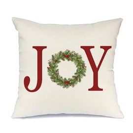 RABUSOFA Christmas Pillow Covers 18x18 Inch,Christmas Decor Throw Pillow Covers,Xmas Winter Joy Christmas Holiday Farmhouse Cushion Covers for Home Couch Sofa Red White Green(23)