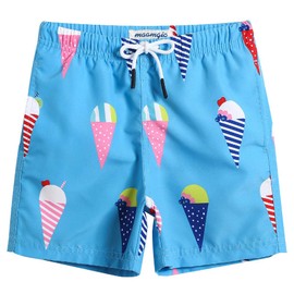 MaaMgic Boys Swim Trunks Swim Shorts Toddler Bathing Suit Quick Dry Beach Board Shorts for All Ages,Ice-Lake Blue,10-12 Years