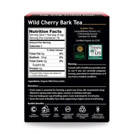 Organic Wild Cherry Bark Tea - Kosher, Caffeine-Free, GMO-Free - 18 Bleach-Free Tea Bags