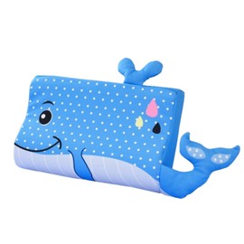 Schlummerkids Original Cushion, Children's Pillow for Better and Healthier, Calmly Ergonomic, Kawaii Animal Cushion, Breathable and Skin-Friendly (with Pillowcase) (Blue Whale, 45 x 27 x 6 cm)