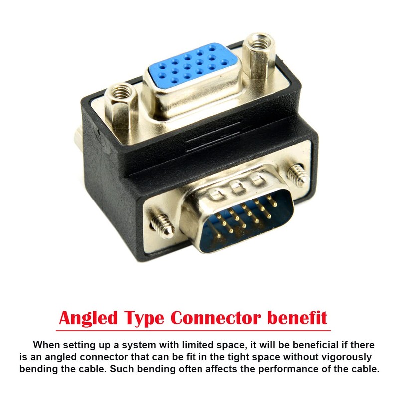 CY 270 Degree Right Angled VGA SVGA 15pin Male To