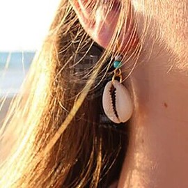 Inateannal Boho Turquoise Shell Dangle Earrings Gold Shell Drop Beach Earrings Cowrie Earrings Earrings Summer Ocean Shell turquoise Earrings Jewelry for Women and Girls
