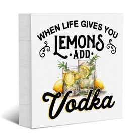 Lemon Decor Funny Lemon Wood Box Signs Lemon Gifts Country Lemon Kitchen Decor Summer Decorations for Home Farmhouse Desk Decor for Women Men Wooden Box Signs for Table Tiered Tray Home Farmhouse