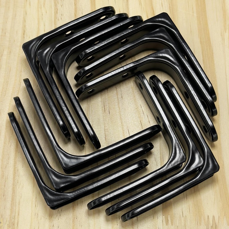 12 PCS Furniture Shelf Brackets, 90-Degree Metal L-Shaped Corner Supports