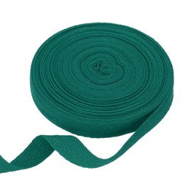 sourcing map Cotton Twill Tape Ribbon 15mm x 10 Meters Herringbone Webbing Tape Roll Bias Binding Tape for DIY Crafts Sewing Gift Wrapping, Dark Green