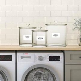 Minimalist Laundry Room Labels, Modern Cleaning Labels for Containers, Waterproof Home Storage Organization Washroom Decal Stickers