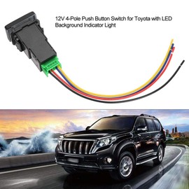 Interruptor de Botón Pulsador, 12V Interruptor de Botón Pulsador de 4 para con Luz Indicadora de Fondo LED (pequeña)