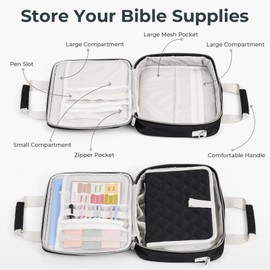 Nicpro Large Bible Bag with Bible Cover Case for Women, Church Bag with Shoulder Strap,Quilted Cover for Bible Study Supplies Journaling Kit with Tabs Notes Highlighters Pens Christian Gifts for Women