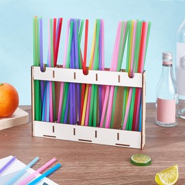 UNICRAFTALE Wooden Straw Holder with Double Sided Adhesive Tape Tumbler Straw Organizer Rack Straw Holder Dispenser Accessories Storage Container Supplies for Kitchen Counter Cabinets